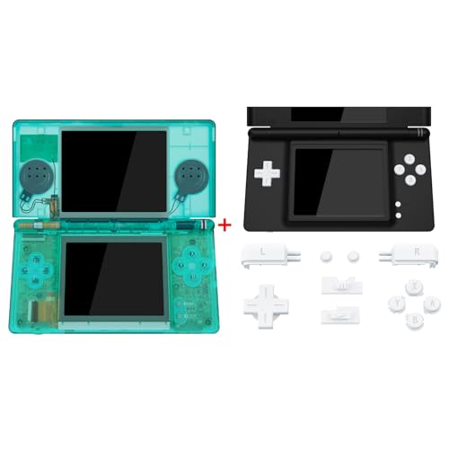 eXtremeRate Clear Emerald Green Replacement Full Housing Shell Buttons + White Buttons for Nintendo DS Lite - Console NOT Included
