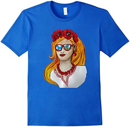 Mens Ukrainian Shirt Ukrainian Girl National Embroidery Shirt Large Royal Blue