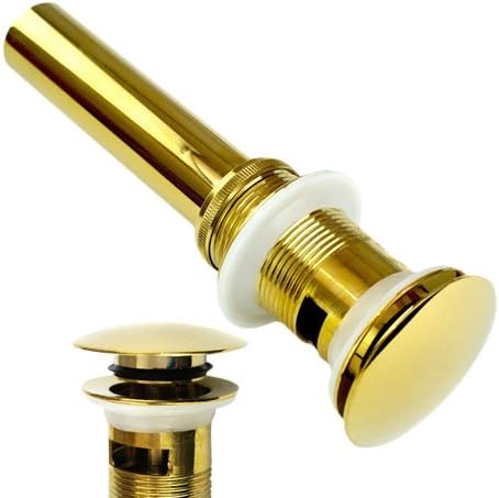Polished Brass Finish Bathroom and Kitchen Sink Drain Pop up Sink Stopper with Overflow (Gold-4)