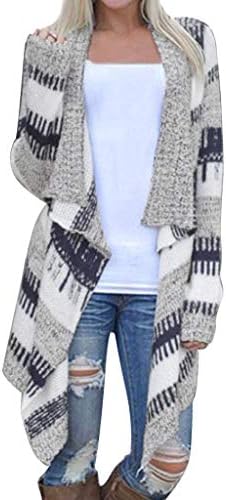 DEELIN Sale Clearance Women Jacket Knitted Autumn Winter Long Sleeve Loose Casual Striped Winter Autumn Long Sleeve Tops Sweater Cardigan Coats