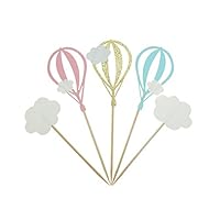 White Cloud Hot Air Balloon Cake Cupcake Toppers For Birthday Wedding Baby Shower Decoration Pack of 20 by GOCROWN