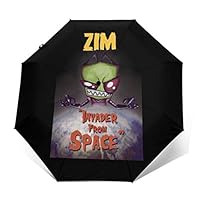 Zim Invader From Space Windproof Compact Auto Open And Close Folding Umbrella,Automatic Foldable Travel Parasol Umbrella