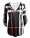Merdoly Women's Blouse Casual Plaid V Neck 3/4 Sleeve T-shirts Pullover Tops