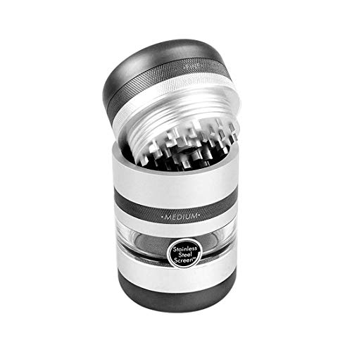 KANNASTOR GR8TR V2 Grinder - Premium Food Grade Quality Aluminum w/Screen Chamber - 8 Pieces - 60 Mesh Stainless Easy Change Screen - Perfect for Herb Spices - Smooth Grind - Storage Lid