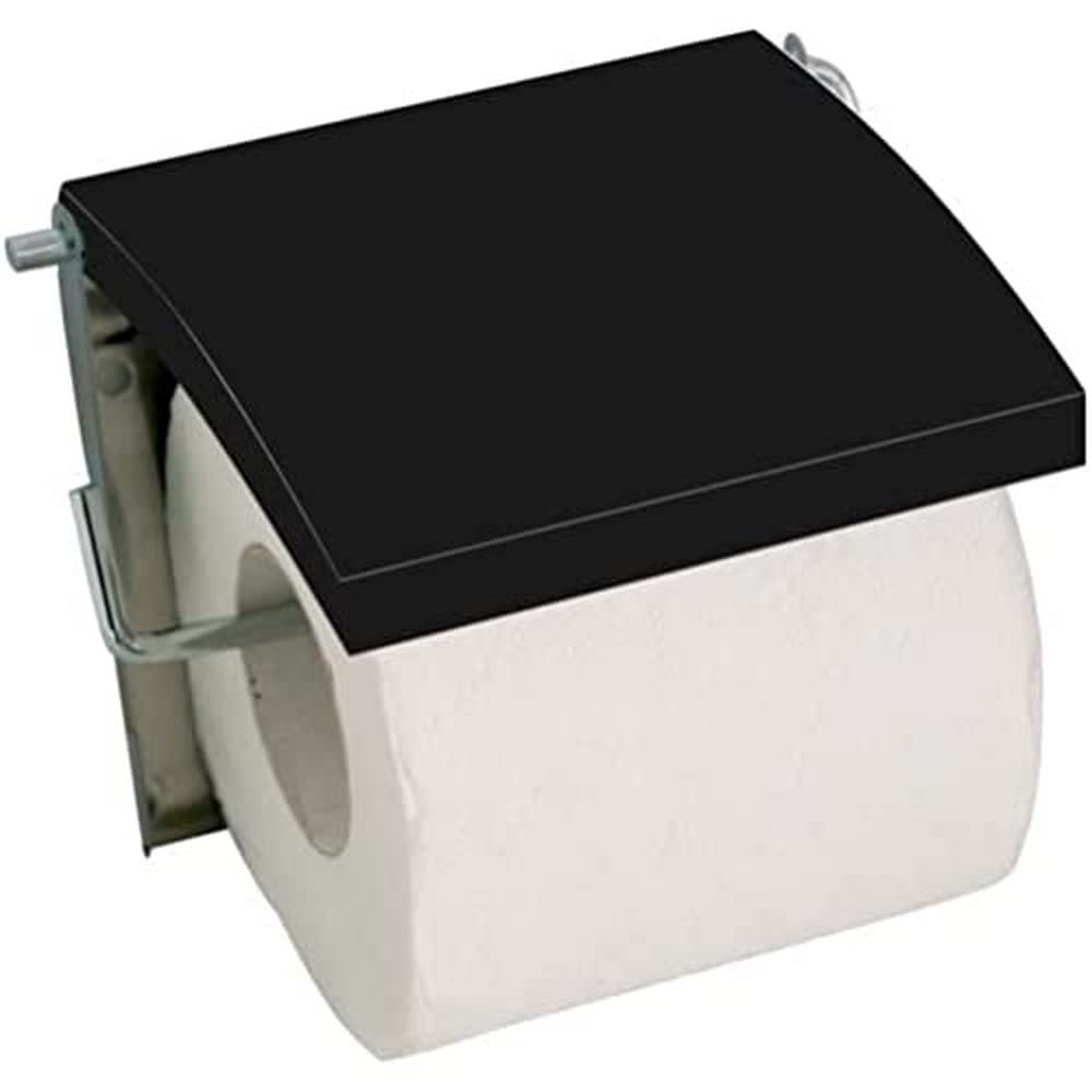 MSV Stainless Steel/MDF Toilet Paper Holder, Black Mat