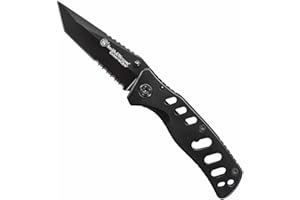 Smith & Wesson Extreme Ops CK10HBS 7.8in S.S. Folding Knife with 3.4in Serrated Tanto Point Blade and S.S. Handle for Outdoor, Tactical, Survival and EDC