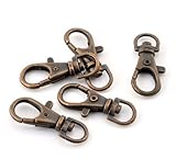 Rockin Beads Brand, 20 Antiqued Copper Plated Lobster Claw Swivel Clasps for Key Ring 1 3/8 X 1/2 Inch