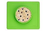Modern Innovations Children's Silicone Placemat with Bowl, Green No Mess Kid's Placemats, All-In-One Toddler Placemat, Silicone Suction Bowl, No Mess Bowl, Baby Placemat with Bowl, BPA Free