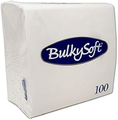 BulkySoft Paper Serviettes 40x40cm 2 Ply Soft Napkins White Pack 100