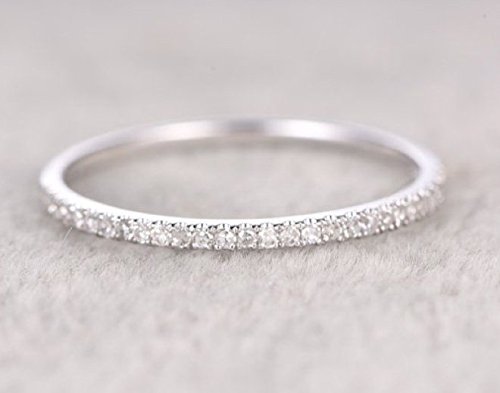 Silver Thin Diamond Band Pave Stackable Eternity Engagement Ring Size 5 ~ Wedding Bands ~ Its 