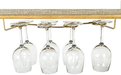 Asense Wine Glass Rack Stemware Holder Under Cabinet for Kitchen, Home, Cabinet, etc, Holds Up to 8 Glasses, Metal, Champagne Gold Color