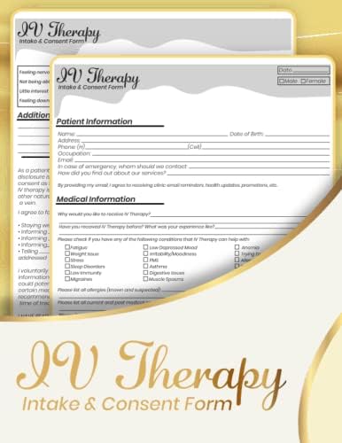 iv glutathione consent form IV Therapy Intake & Consent Form Book: IV Therapy Consultation Form, 50  Client Intake form (8.5''x11''): Publishing, Red.ITV: Amazon.com: Books
