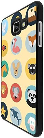 002729 - Animal Badges Fox Flamingo Duck Eagle Shark Panda Design For Samsung Galaxy A5 (2016) SM-A510F Fashion Trend CASE Back COVER Plastic&amp;Thin Metal - Black