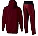 X-2 Full Zip Fleece Tracksuit Jogging Sweatsuit Activewear Hooded Black-Maroon XXL