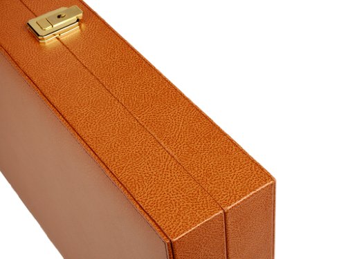 Zaza & Sacci Leather/Microfiber Backgammon Set - Board Game - 20" Large Brown Case