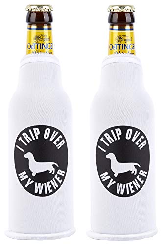 TahoeBay I Trip Over My Wiener Dog Premium Thermal Sleeve Set for Cans and Bottles (Bottle, 2-Pack)