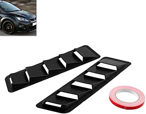 2Pcs Universal Car Hood Scoop Vent Louver Cover Air Flow Intake Cooling Panel Trim Bonnet Cover Decor, Car Cooling Hood Stickers, Heat Dissipation Blinds Car Accessory for General Auto (Matte Black)
