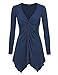 Made by Johnny MBJ Womens Long Sleeve Knot Baby Doll Tunic Top XL Navy