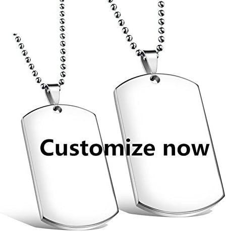 Comfybuy CF Free Engarving Custom Blank Dog Tag Military Necklace for Women Men Stainless Steel Couple Nameplate Message ID Pendant for Girlfriend,Boyfriend,Wife,Husband Best Jewelry