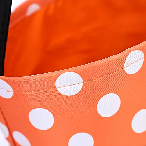 Halloween Trick or Treat Bags Candy Buckets Baskets for Kids (Polka-dot Orange) - Thumbnail 5