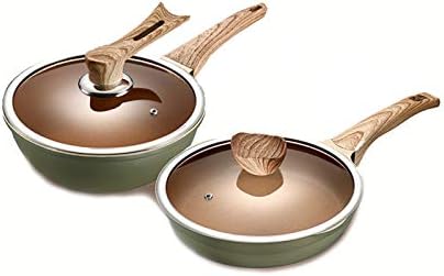 調理器具セット 2ピースアルミ調理器具セット ふた付きノンスティック鍋セット ノンスティックコーティング付き Pfoa Bpaフリー 火傷防止ハンドル すべてのストーブトップ用 A Pr365 Hr