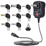 SoulBay 12W Universal Multi Voltage AC/DC Adapter Switching Power Supply with 8 Selectable Adapter Plugs, Suitable for 3 V to 12 V Device