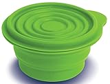 Perfect Life Ideas Collapsible Travel Dog Bowl Pet Feeder - Storage Container for Solid Food Treats Snacks Cereal Salads - Collapses for Easy Storage - Silicone Push up Pop Container Camp Bowl and Lid