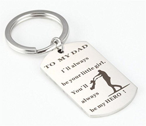 Tmrow 1pc Father's Day Gifts To my Dad I'll Always Be Your Little Girl You'll Always Be My Hero Keychain Ring,Circle