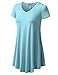 URBANCLEO Womens V-Neck Elong Tunic Top Mini T-Shirt Dress LtBlue XLarge