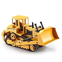 W&HH 1:20 Scale RC Bulldozer,Toy Excavator for Boys,RC Remote Control Construction Toy Tractor with Lights & Sounds 2.4Ghz Can Dig Up to 3.5 Lbs