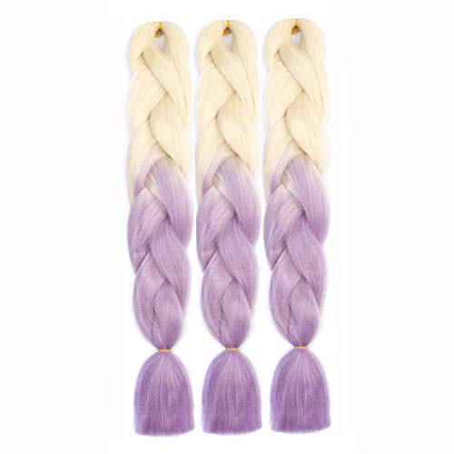 SONNET Jumbo Braids Hair 3bundles/lot 300g Synthetic Kanekalon Braiding Hair Extension for Box Twist Braiding with 10pcs Free Decoration Dreadlock Deads (Milky/Light-Purple)