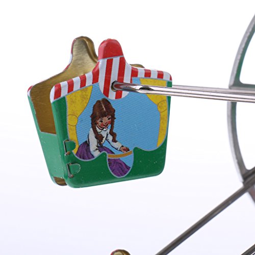 Dovewill Retro Wind up Spinning Ferris Wheel with Music Movement Clockwork Metal Tin Toy Collectible Gift