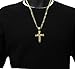 Mens Gold Tone Cz Sharp Sides Cross Pendant Hip-hop w/ 5mm 24