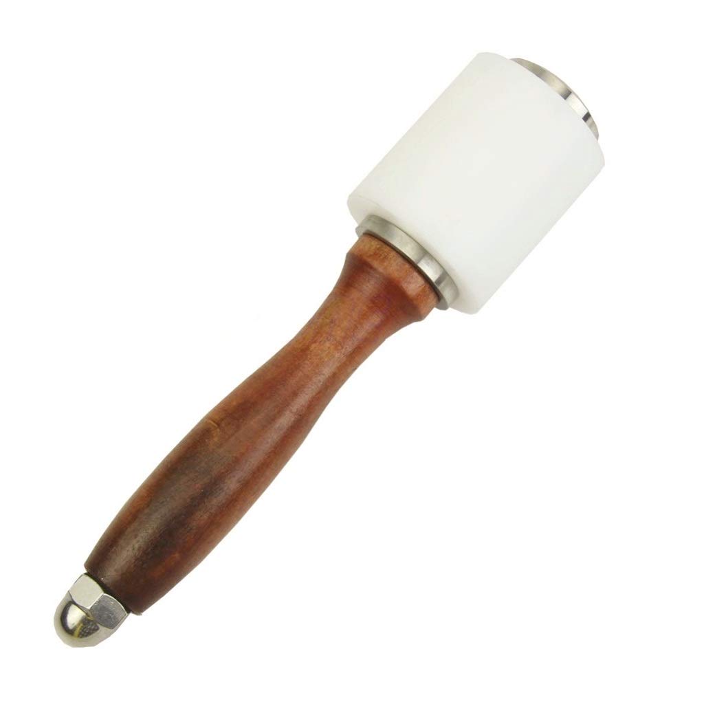 Leather Carving Hammer, DIY Leathercraft Mallet, Cowhide Sew Club, Nylon Straight Head Wood Handle 8.26 Inch