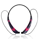 Ecandy Universal Wireless Bluetooth 4.0 Music Stereo Headset Headphone Neckband Style In-Ear for iPhone iPad Samsung LG ,Smartphones ,Tablets and other Bluetooth Devices (Black/Red)