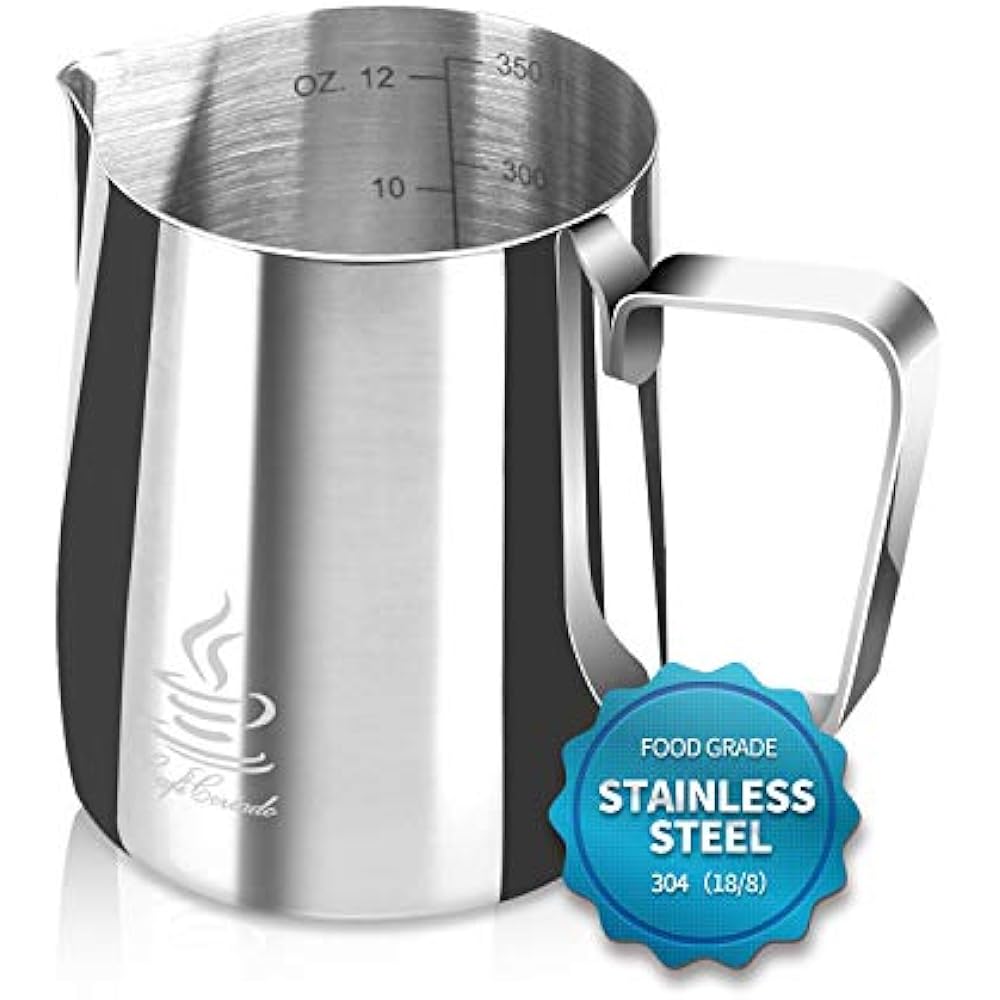 Milk Frothing Pitcher Stainless Steel 304, 12 Oz/20oz (350ml/600ml