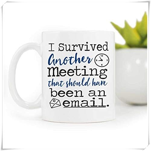 CrossLove - Coworker Gift, I Survived Another Meeting That Should Have Been An Email, Coworker Coffee Mug -11oz Ceramic Coffee Novelty Mug/Tea Cup, High Gloss