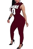 Crazy Women's Sexy Letter Hoodie Bandage Sport Jumpsuit Romper Clubwear