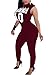 Crazy Women's Sexy Letter Hoodie Bandage Sport Jumpsuit Romper Clubwear-wine-M