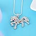 Nimteve Girls Necklaces Silver Tone Multicolored Crystals Horse Pendant Pony Mustang Charm Necklace for Little Girls 18 Inches