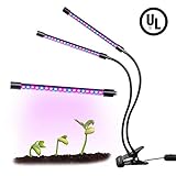Dual Head LED Plant Grow Light 18W Dimmable 2 Levels Adjustable 360 Degree Flexible Gooseneck for Indoor Plants Hydroponics Greenhouse Garden Home Office[UL Listed, 2017 Upgraded]