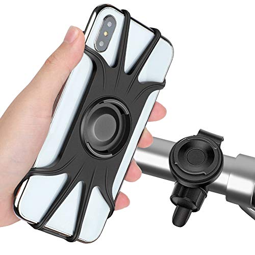 Detachable Bike Phone Mount, 360° Rotatable Bicycle & Motorcycle Handlebar Cell Phone Holder Universal fit for iPhone Xs Max XR X 6S 6 7 8 Plus, Galaxy S9 S10 S10e Note 9, Other 4-6.5" Phones Cycling