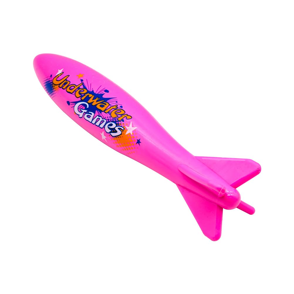 TOPWAYS 9" Large Pool Torpedo Rocket Spins & Glides Up to 30 Feet Like Underwater Football for Under Water Passing Games Underwater Torpedo Diving Toy Glider Diving Torpedoes (Pink big Torpedoes)