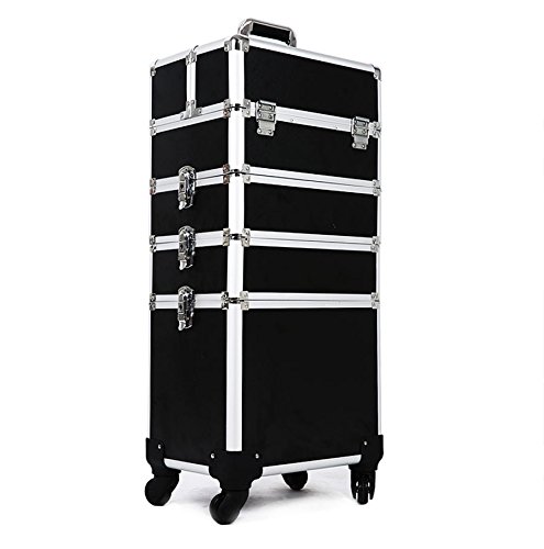 Hul 4-in-1 Professional Rolling Makeup Trolley Case Cosmetic Train Box