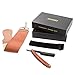 Straight Razor Kit AKUNSZ Black Cutthroat Razor with Leather Strop - Black Matte Blade & Rosewood Handle