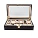TIMELYBUYS 12 Piece Ebony Wood Watch Display Case and Storage Organizer Box