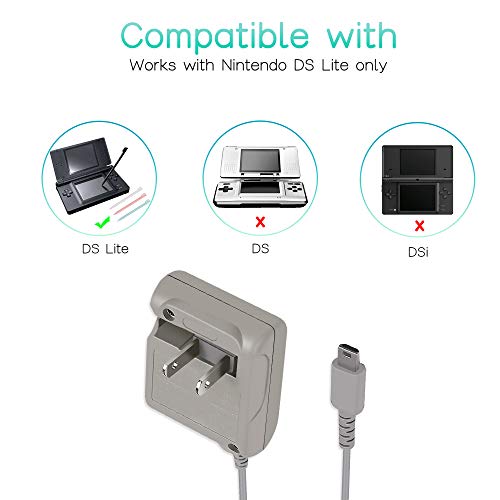 DS Lite Charger Kit, AC Power Adapter and Stylus Pen for Nintendo DS Lite, Wall Travel Charger Power Cord Charging Cable 5.2V 450mA for NDSL