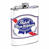 Pabst Blue Ribbon Classic Logo 8OZ Stainless Steel Flask D-187