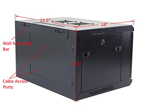 6U Professional Wall Mount Network Server Cabinet Enclosure 19-Inch Server Network Rack with Vented Door 16-Inches Deep Black (Fully Assembled)