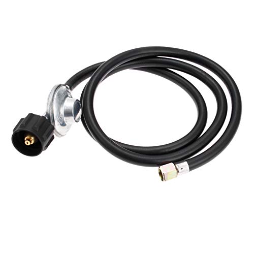 Aupoko Propane Gas Control Valve System Regulator Valve with Hose, Gas Safety Valve with Female Flare Thread 5/8-18UNF and 24" Whistle Free Flex Line, Fit for Gas Grill, Heater, Fire Pit, Fireplace
